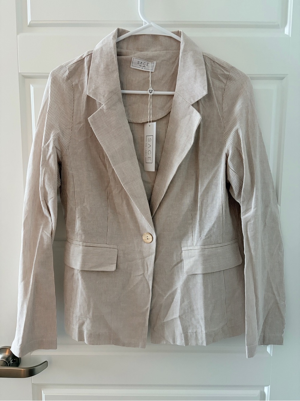 Sage Beige Corduroy Single-Button Blazer